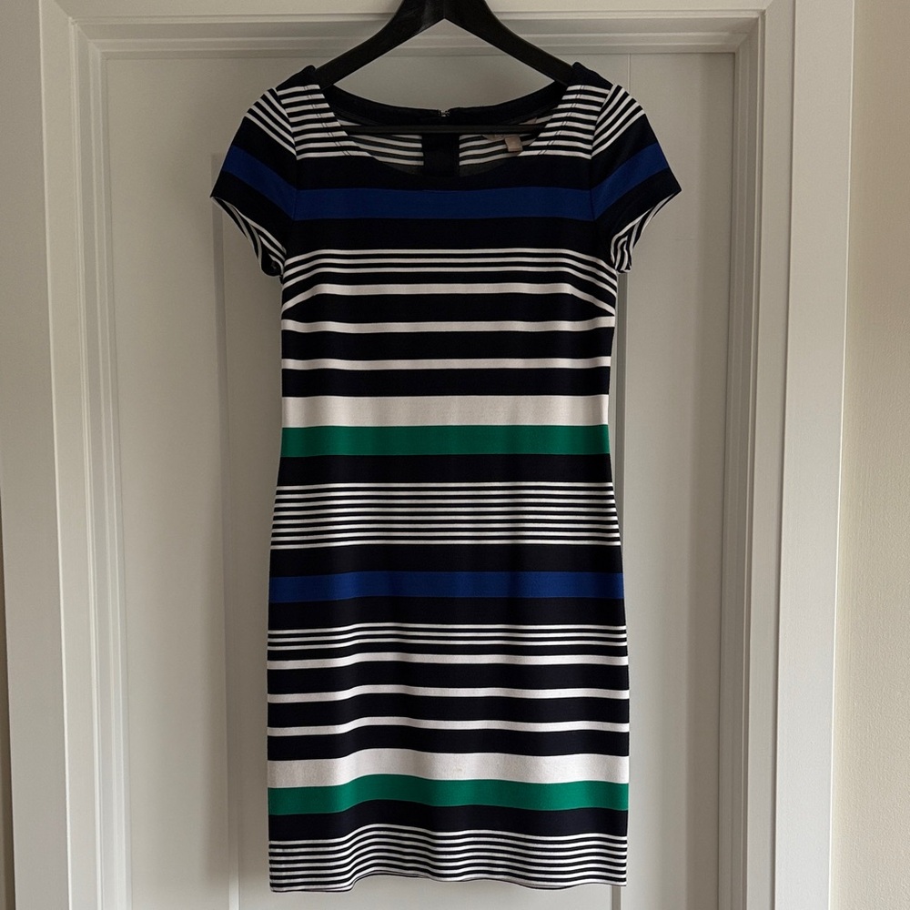 Banana Republic Navy and Green Striped Mini Dress